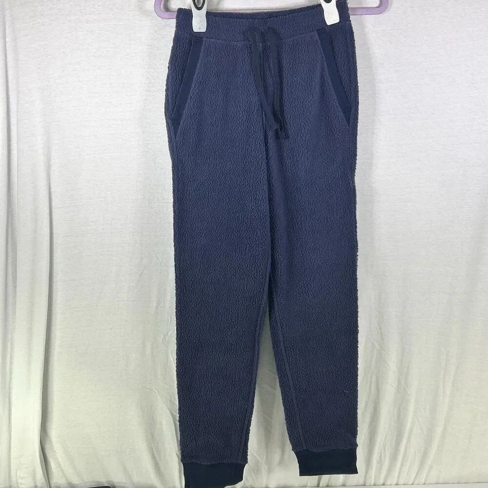 PATAGONIA HEAVY PILE FLEECE SWEATPANTS/ Joggers Navy Fuzzy Pants Women XXS